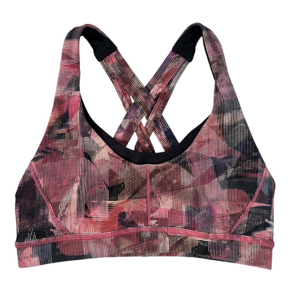 Lululemon Energy Sports Bra Womens 4 Pink Strappy Crossback Yoga Workout Fit